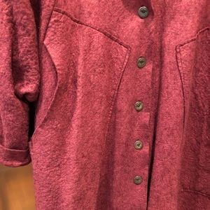 Cynthia Ashby Maroon long duster coat